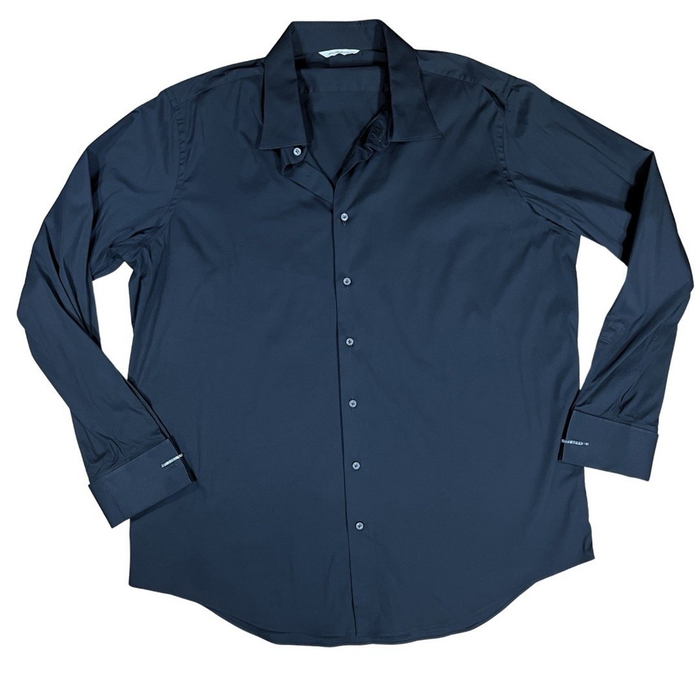 SuitSupply Men's French Cuff Dress Shirt Black Long Sleeve Size L‎